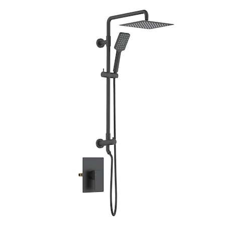 Kibi Cube Pressure Balanced 2-Function Shower Column with Rough In Valve - Matte Black KSC404MB